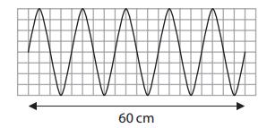 They produce waves by moving a piece of wood up and down in a tank of water. The diagram shows the waves over a distance of 60 cm. (i) State the number of wavelengths shown on the diagram.
