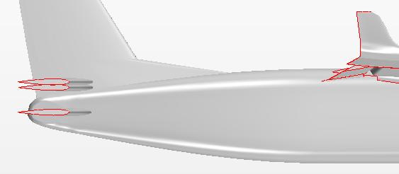 COMMUTER AIRCRAFT AERODYNAMIC DESIGN: WIND-TUNNEL TESTS AND CFD ANALYSIS through the horizontal tail (from the bottom to the top side of the tail), decreasing the longitudinal stability, as shown in