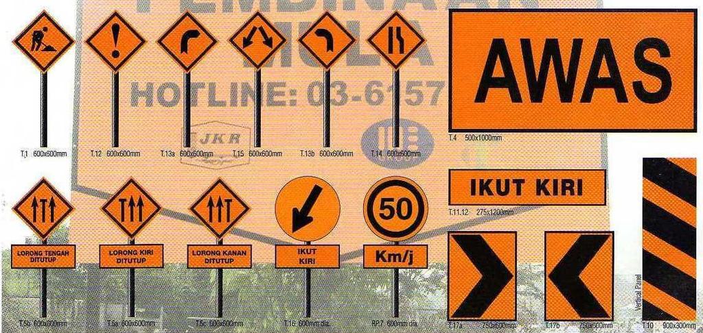 25 berkesan untuk sebahagian jenis penyenggaraan, papan tanda yang besar perlu didirikan pada kenderaan atau lori.