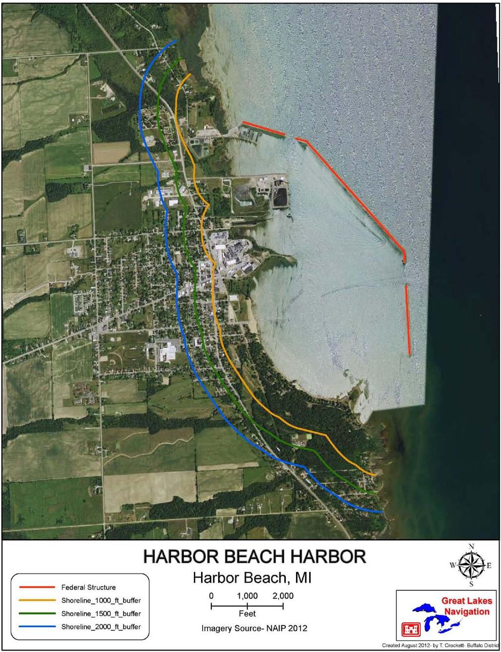 Potential Impact Area: The following graphic displays property parcels that could be impacted within various zones defined by different setbacks from the shoreline behind existing