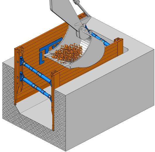 In principle the pre-excavation complies with the type of soil and the safety regulations.