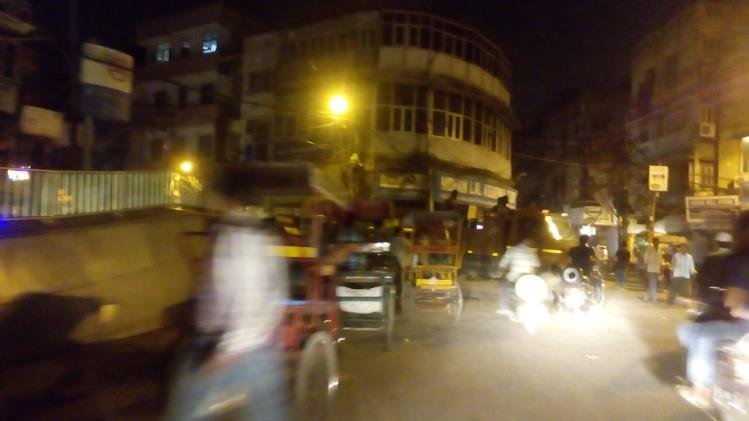 4 The Chawri Bazaar metro station at night.