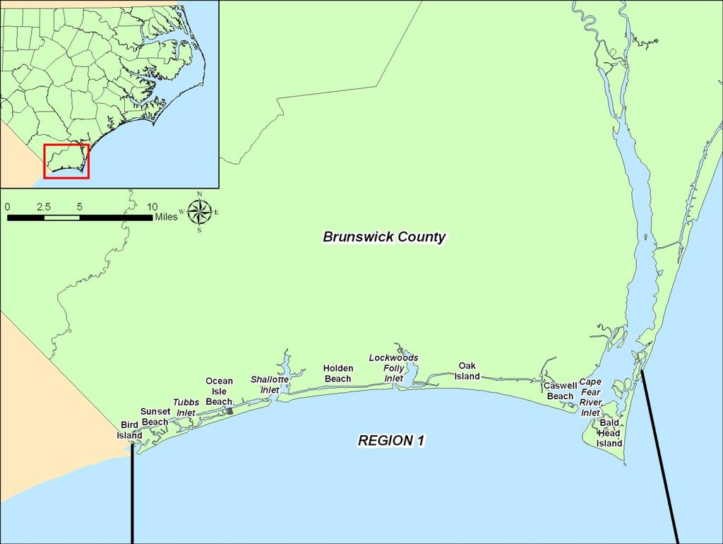 VIII. Region 1 Region 1 encompasses Brunswick County from the North Carolina/South Carolina Border to the Brunswick County/New Hanover County line.