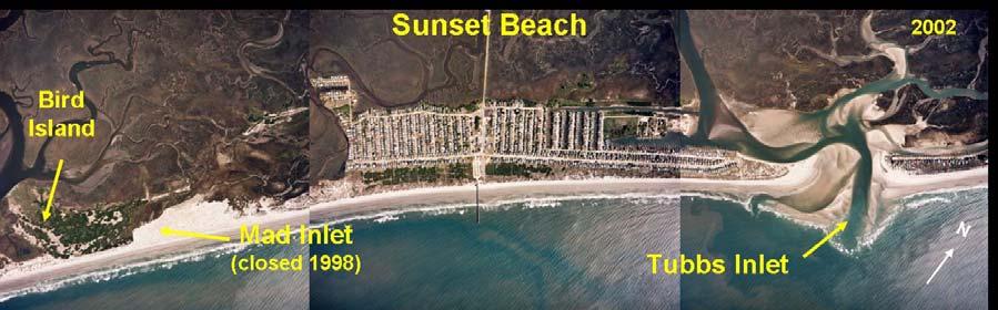a) Region 1-Beaches and Inlets 1) Sunset Beach Sunset Beach is located immediately east of Little River Inlet and the border of NC/SC. It is the westernmost developed barrier island in Long Bay.