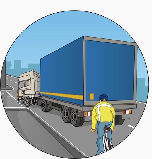 Turning Left Large vehicles turning left, especially heavy goods vehicles, present a particular danger for cyclists. If you are turning left, your vehicle will move very close to the kerb as you turn.