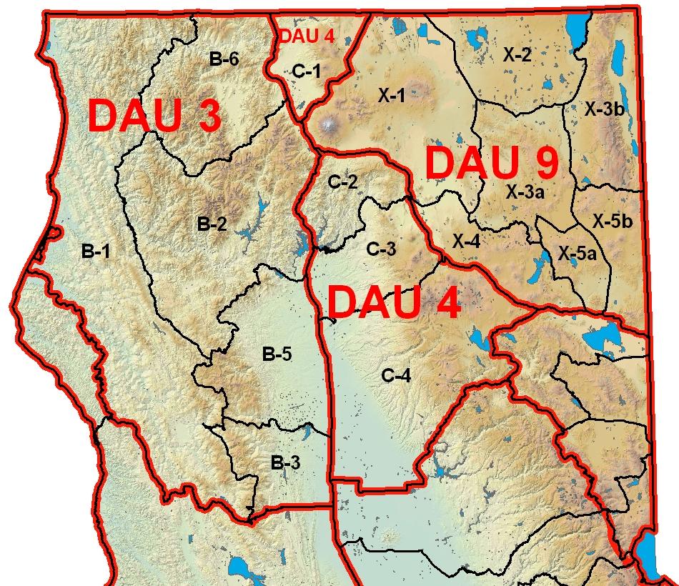 2). POPULATION MANAGEMENT 2.1) Deer Assessment Units: In the 1990 s, DFG established Deer Assessment Units (DAU s) for monitoring deer in California.