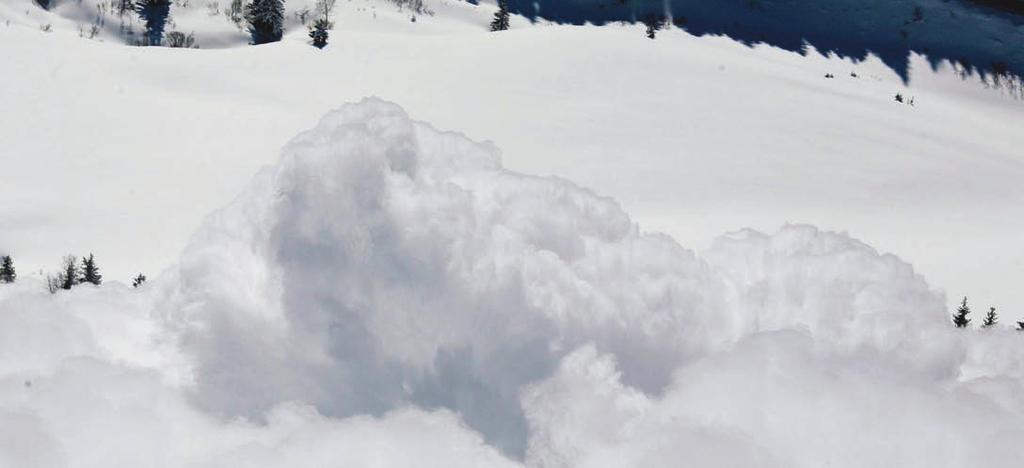 Avalanche Avalanches are one of the most dramatic events in the high mountains. An avalanche is a very fast flow of large amounts of snow and ice down a mountain slope.