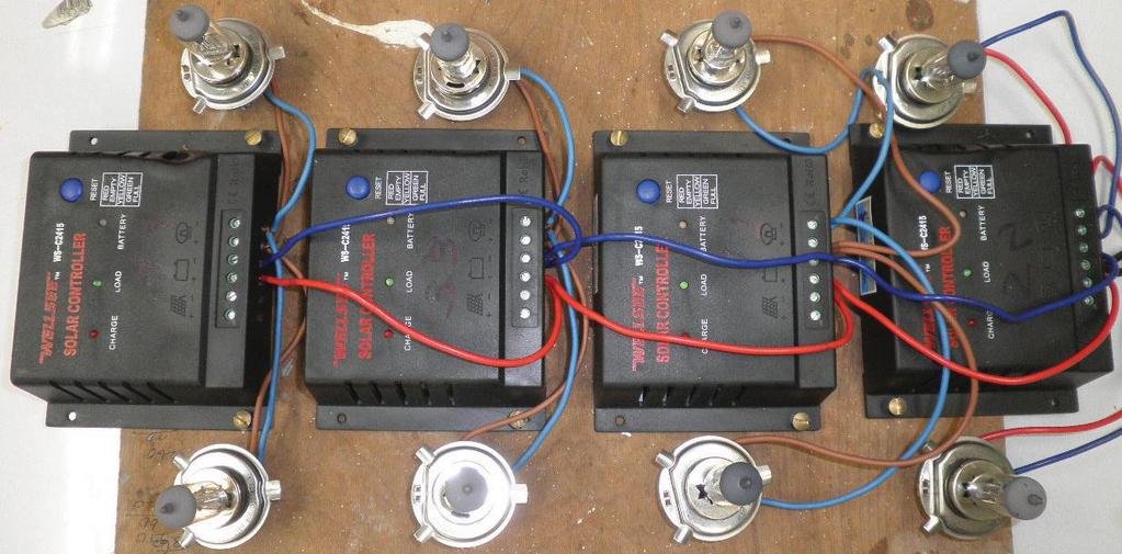 Fig. 6.6 Electrical load consists of eight 90W halogen lamps connected to battery bank via charge controllers 6.3 