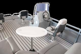 The deck of the boat made of aluminum profiles with antiskid surface and is easy for cleaning and gives additional