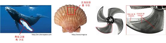 Fig. 3: A silent and high efficient air conditioner fan which the form of imitated the form of humpback whales and shells (Seoul News, 2015.11.