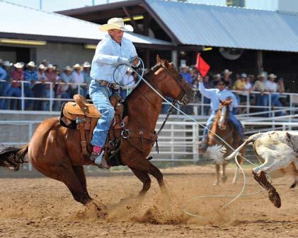 Zeb Read hooks a couple of hocks for Colter Todd to win the Pro-Am heeling saddle at the 2008 Spicer Gripp Memorial. and claimed $3,540 apiece.