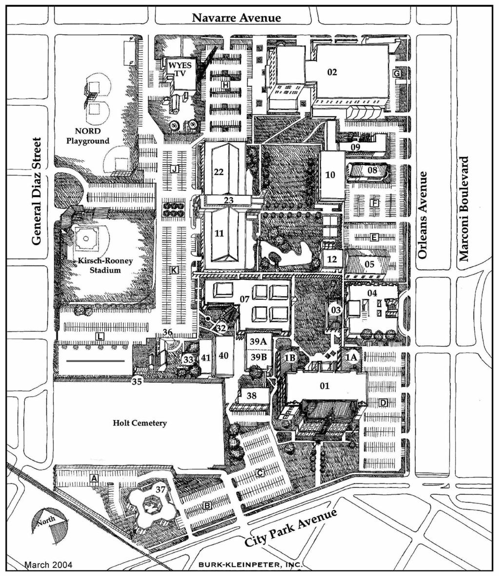 CAMPUS MAPS City Park Campus 01 1A 1B 03 04 06 07 08 11 12 14 22 23 25 35 37 38 39B 40 41 Isaac Delgado Hall Fitness Center Campus Police Bookstore Weiss Rehabilitation Center Engine