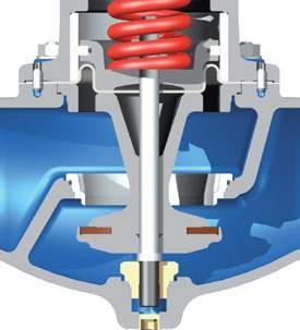 There are two types of spring available for the ERHARD DVF pressure reducing valve: spring A (blue) for a pressure range from.5 to 6 bar and spring B (red) for a pressure range between 5 and bar.