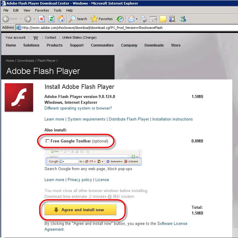 check if the Flash Player 9