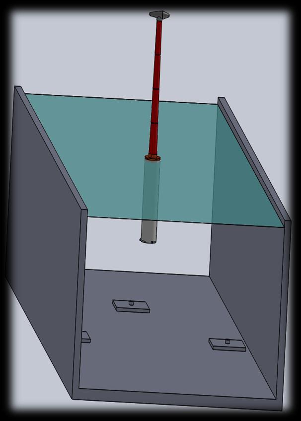 Floating Wind Turbine Model Water Surface Anchoring Plates Alden Labs Water Flume Figure 23 - Alden Labs Testing Configuration, on SolidWorks 4.