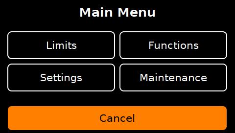 Most MPS45 settings can be accessed through the Settings Menus. 4.4.1 CHOICE MENUS An example of choice menu is the Main Menu (FIG 7), which is opened by pressing sequentially the keys SHIFT + 3.
