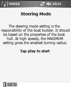 Steering mode Steering mode specifies the relative positions between the drives. Select between steering rates Minimum, Medium and Maximum.