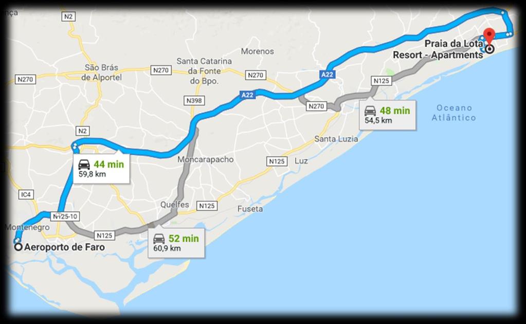 Directions to the Accommodation If you arrive by plane Arrival at Faro s International Airport Follow through A22 in Estoi from the N125-10 and road of São Brás de