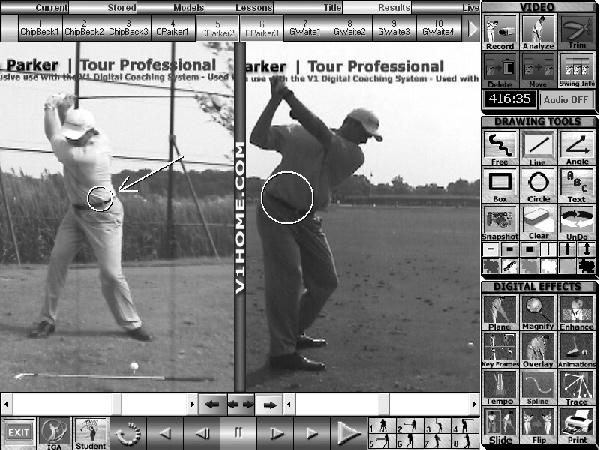 The Back Swing because this increases torque, or tension, in the back swing, which enhances power. It also helps with control and restricts sliding in the lower portion of the body.