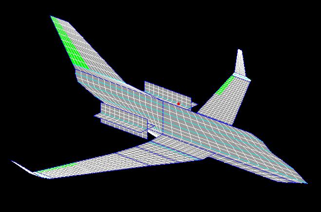24 Figure 2.4. Entire aircraft lateral VLM model. The second term is the winglet s contribution to the total parasite drag due to the added wetted area.