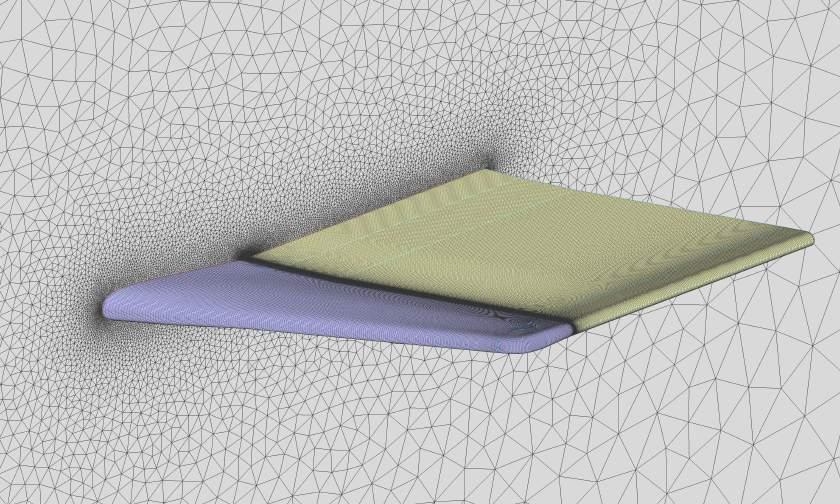 47 Figure 3.5. Far field view of the baseline wing mesh. mesh adaption in Fluent R due to the large number of cells in the original mesh.