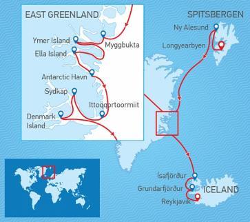 For Franz Josef Land, Spitsbergen and Greenland the lowest ice class vessel in