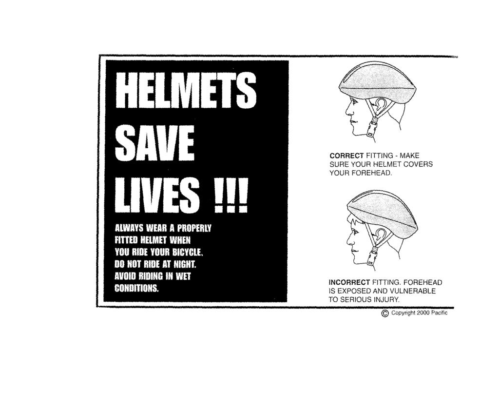 I' _ I I II I I t I I II I II I I I I I CORRECT FITTING-MAKE SURE YOUR HELMET COVERS YOUR FOREHEAD. INCORRECT FITTING.