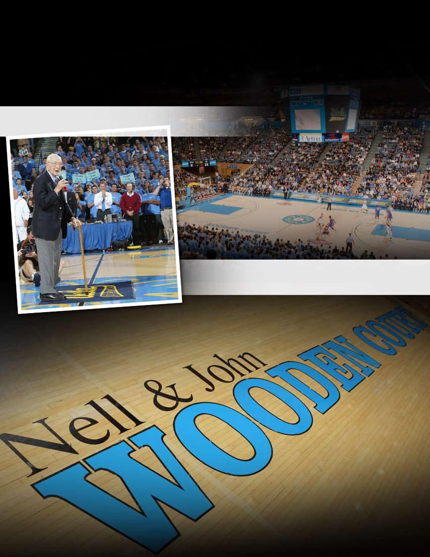 UCLA dedicated the floor in Pauley Pavilion in honor of the late Bruins head coach John Wooden and his late wife Nell on December 20, 2003.