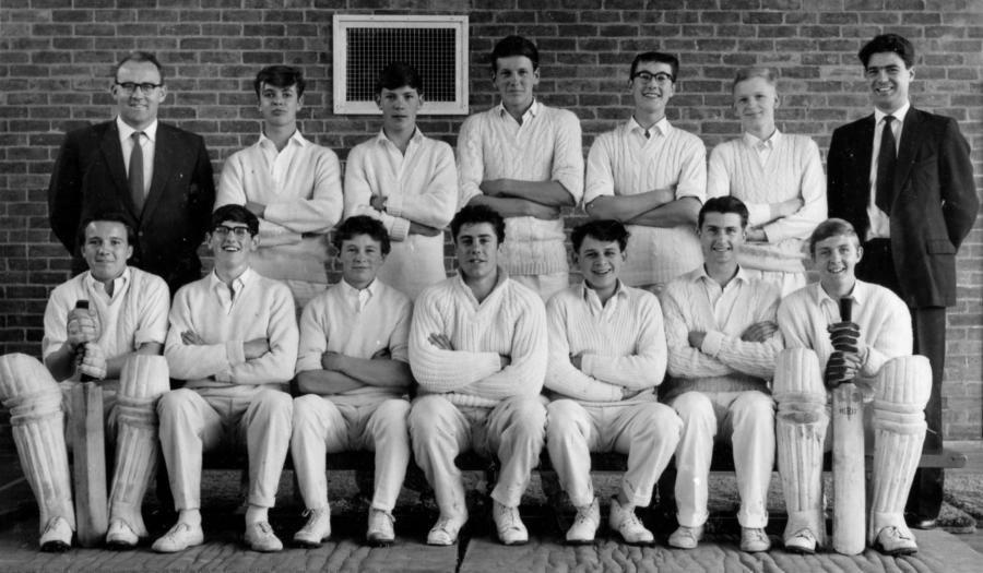 Cricket 2 nd XI Back Row L-R: Mr. Pacy, Smith P., Miles, Colin Dawson, Carl Byrom, Peter Smalley, Mr.