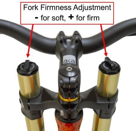 You can easily adjust the suspension performance by rotating the knobs at the top of each leg at the crown. The fork can also be adjusted for height in relation to the frame.