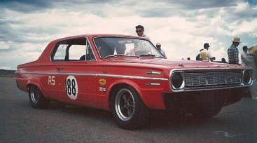 Ron Grable and the 66 A-sedan Dodge Dart at a SCCA regional race at CDR