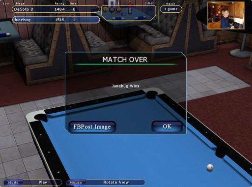POST MATCH RESULTS Whenever you finish a match in Virtual Pool 4, the Match Over pop-up screen will appear, asking