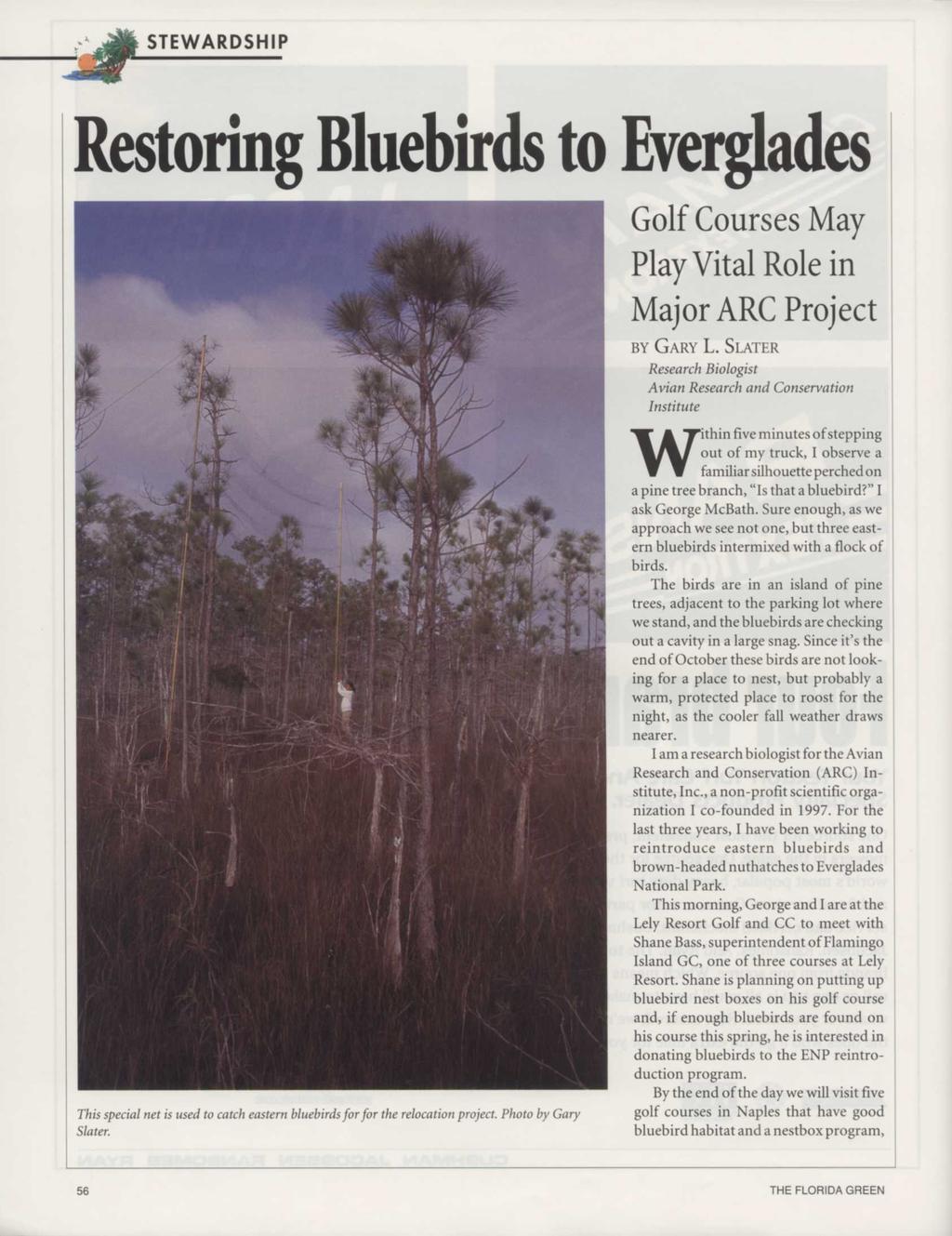 Restoring Bluebirds to Everglades Golf Courses May Play Vital Role in Major ARC Project BY GARY L.