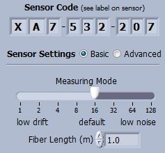 Please take care that the sensor code of the sensor connected to the Piccolo2 is entered into the field Sensor Code in the Channel 1 tab of the window Piccolo2 Settings.
