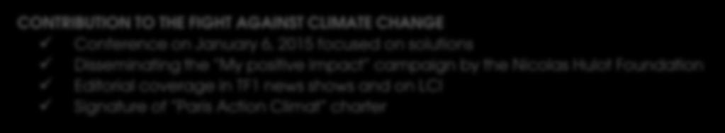 LGBT charter CONTRIBUTION TO THE FIGHT AGAINST CLIMATE CHANGE Conference on January 6, 2015 focused on