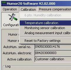 Monitoring sensor calibration: Only possible in the "CUSTOMER calibration" mode.