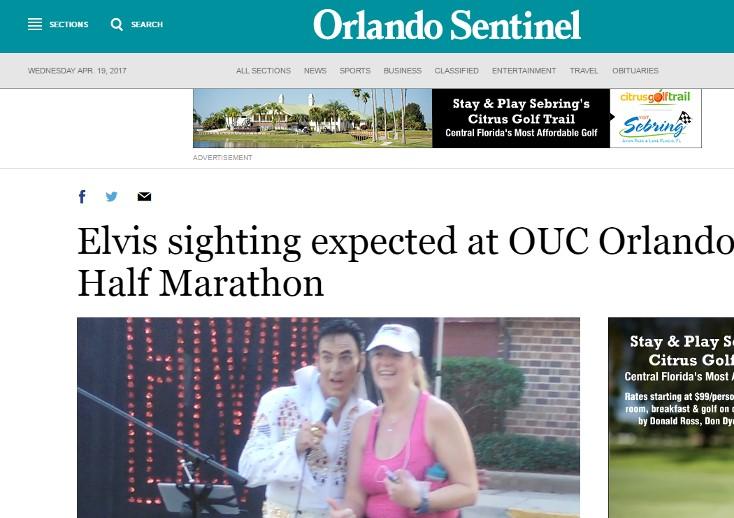 Sports: Elvis sighting expected at OUC Orlando Half Marathon By Stephen