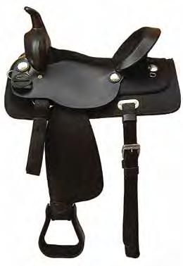 Other features are: Tough Cordura nylon synthetic skirts and fenders All leather upper pommel and cantle Nylon tie straps Reinforced stirrup bar Blevins style quick-change buckles Back flank girth