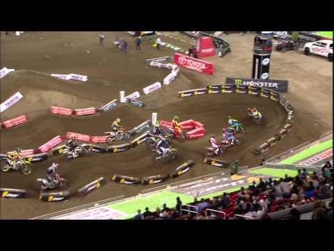 Similar to some motocross tracks, Supercross is held on man-made courses with jumps and tight turns.
