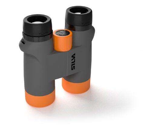 A pair of binoculars with floatable neck strap keep them afloat in water. They are waterproof and filled with nitrogen.