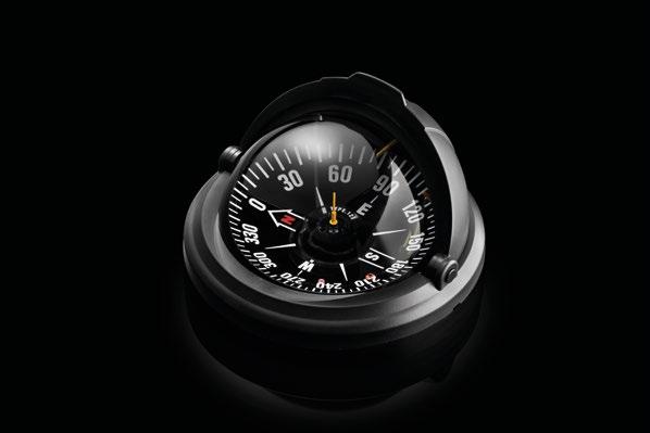 100BC 100B/H 100P 103RE 125B/H 125FTC A front reading compass with a solid bracket that enables various mounting alternatives, including on the headlining.