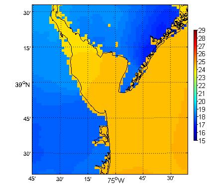 Figure 5: NARR SST Average Figure 6: Satellite Instantaneous SST C C In this format there is very little variation in sea surface temperature