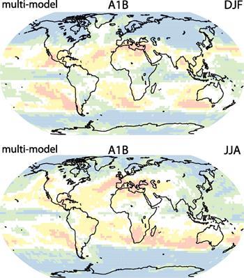 Precipitation Changes Globally End of 21 st Century Precipitation Projections Blue and green areas are projected to