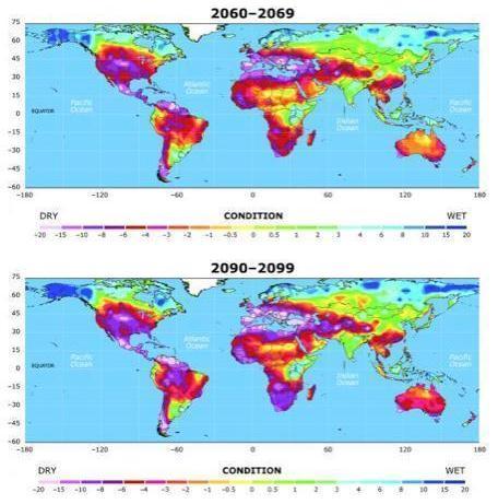 Drought Conditions on a Global Scale Regions that are blue or green will likely be at lower risk of
