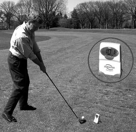 USING THE SWING SPEED RADAR ready MPH km/h (Example) Golf Mode 90 Miles Per Hour FUNCTION BUTTON 5.