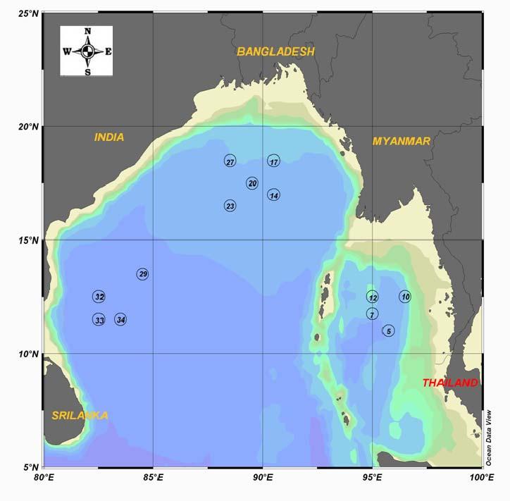 The cosystem-based Fishery Management in the Bay of Bengal A B C Figure 2 Map depicting the survey stations of pelagic longline. The details of the results were summarized in table 1 and 2.