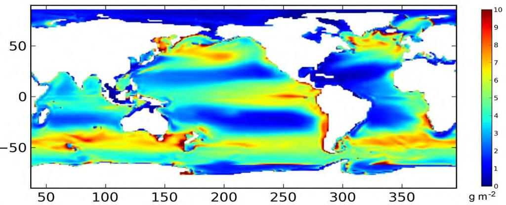 Maury et al (2007); Lefort et al (2015) The APECOSM model is a size-structured bioenergetic model that simulates 3D dynamical distributions of three interactive pelagic communities (epipelagic,