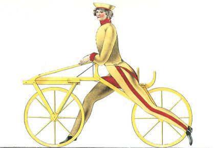 Un model de mişcare şi de solicitare al bicicletei din fańă, prevăzută cu pedale, era mult mai mare decât cea din spate, iar şaua