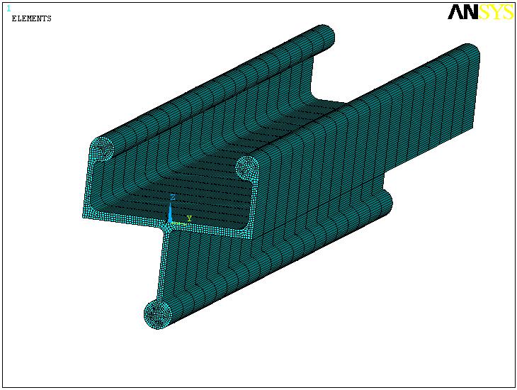 Figure 10 - Numerical model in Ansys Thereafter the panels were applied to cover this structure and its reinforcements, providing stability to the bending of the panels.