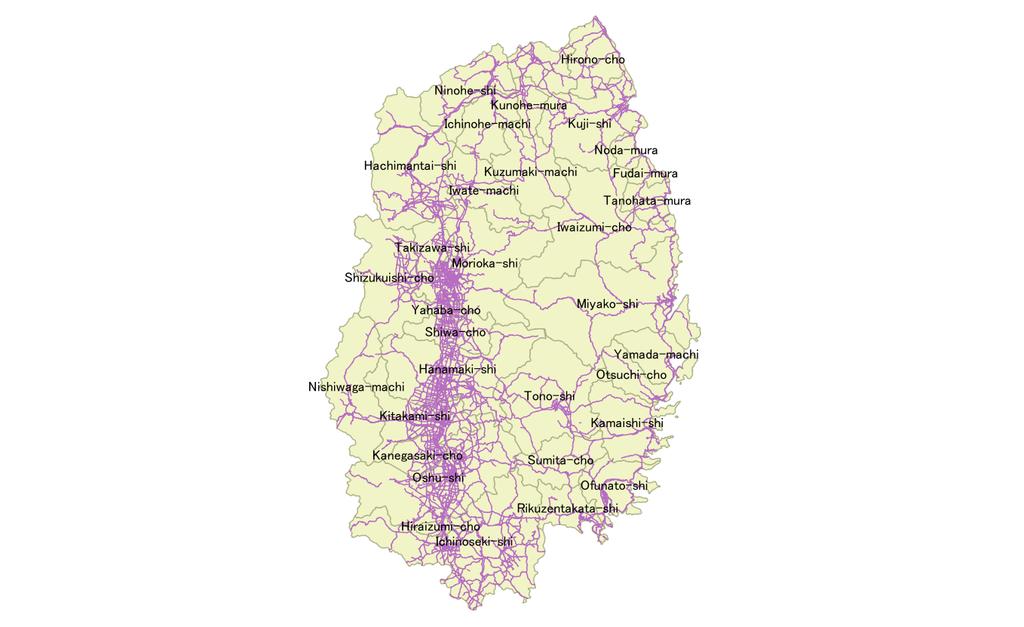 , March 18-20, 2015, Hong Kong Fig. 4. Vehicle-tracking map of Iwate prefecture, shown by violet lines. The perimeter of a city is shown by a gray polygon. Fig. 5.